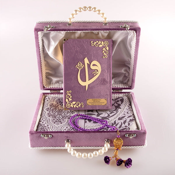 Dowry Set (Quran + Prayer Rug + Rosary) Lilac