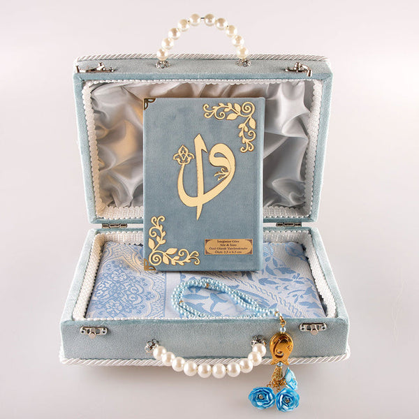 Dowry Set (Quran + Prayer Rug + Rosary) Baby Blue