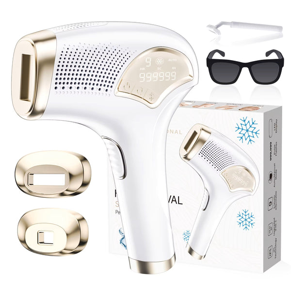 999,990 Flashes IPL Hair Removal, 9-Level Laser Epilator with Cooling and 2 Heads White