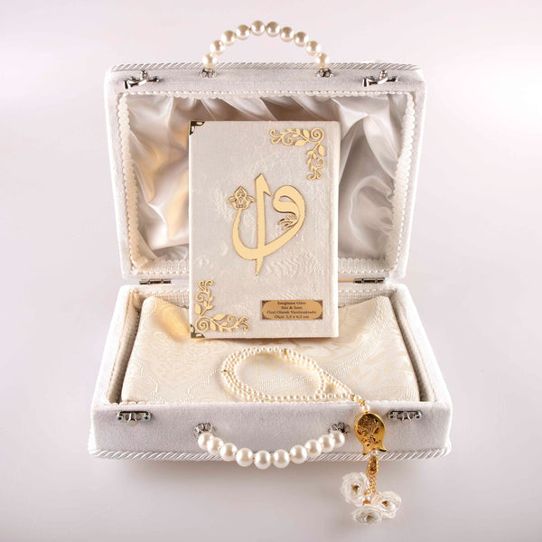 Dowry Set (Quran + Prayer Rug + Rosary) White