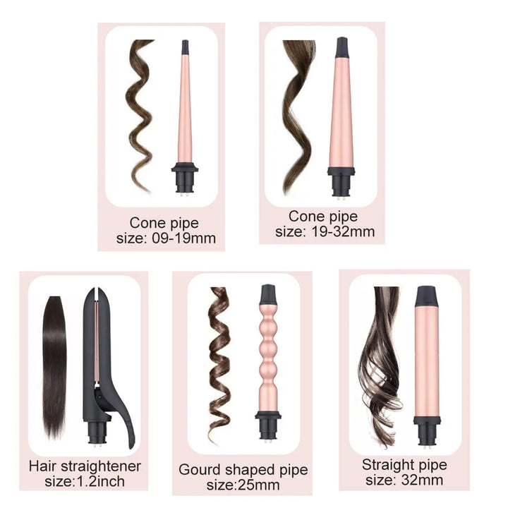 5 in 1 electric hair curler with instant heat up - OZAXU