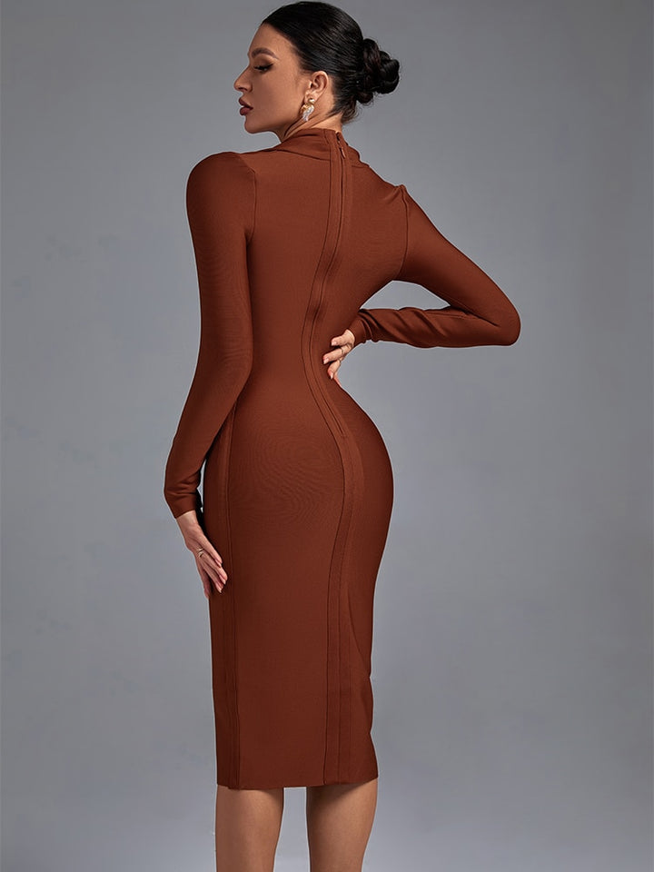 Women's long-sleeved dress with pleats - OZAXU