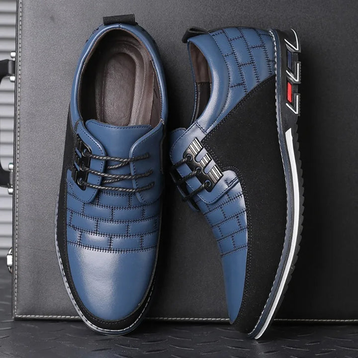Hot sale brand black leather shoes BLU - OZAXU