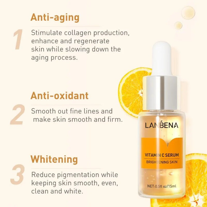 LANBENA Vitamin C Facial Serum Anti Aging Skin Whitening Dark Spots and Freckles - OZAXU