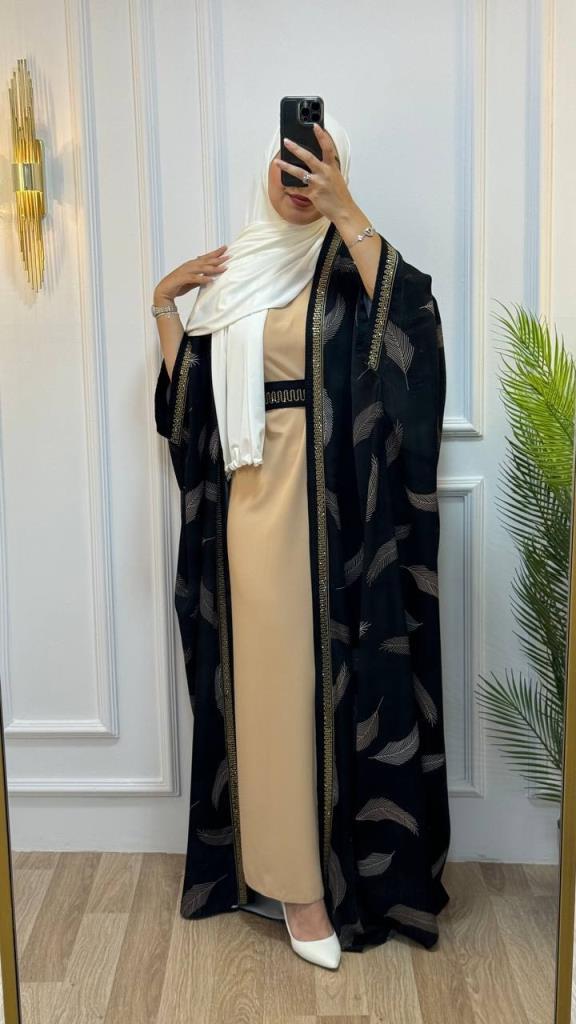 Two-piece abaya for veiled women Black