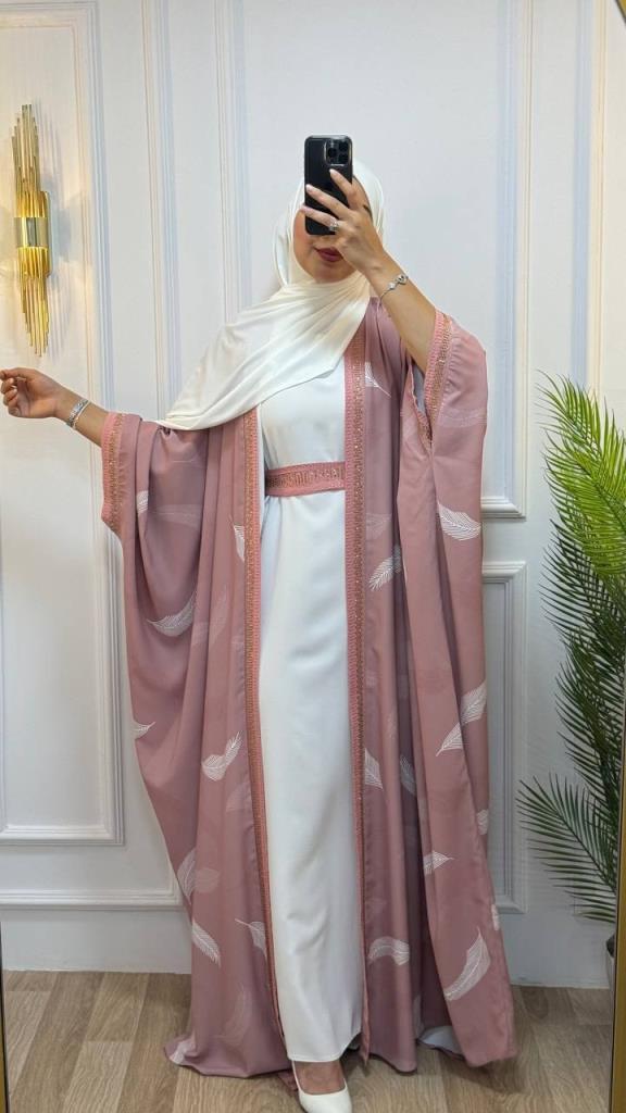 Two-piece abaya for veiled women Pink