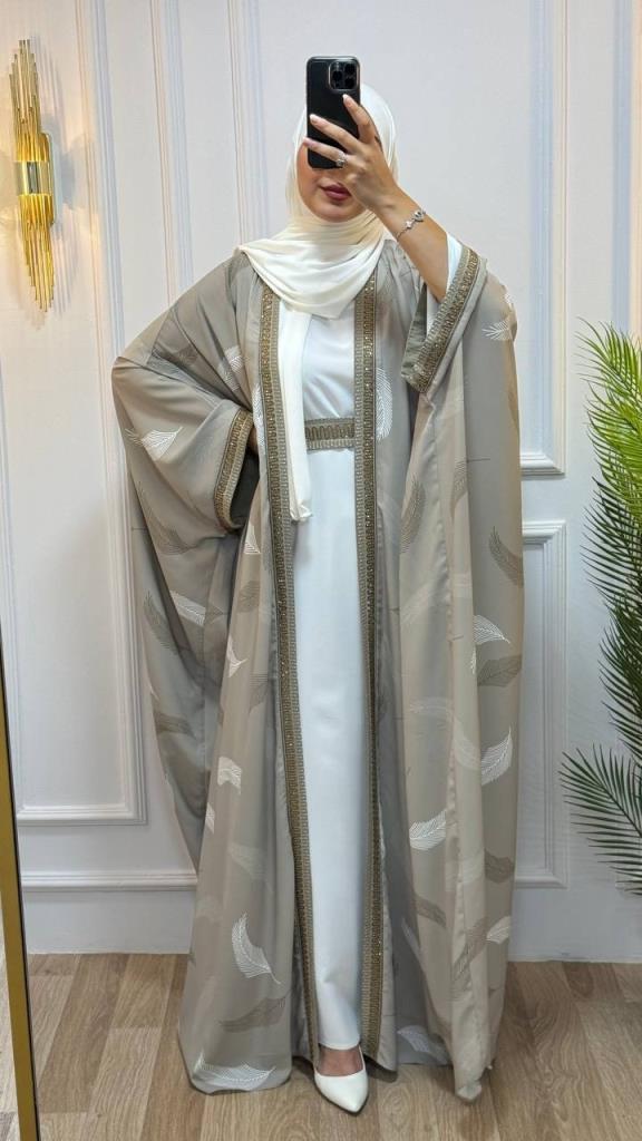 Two-piece abaya for veiled women Tan